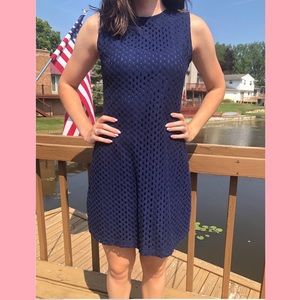Navy Blue Eyelet Dress